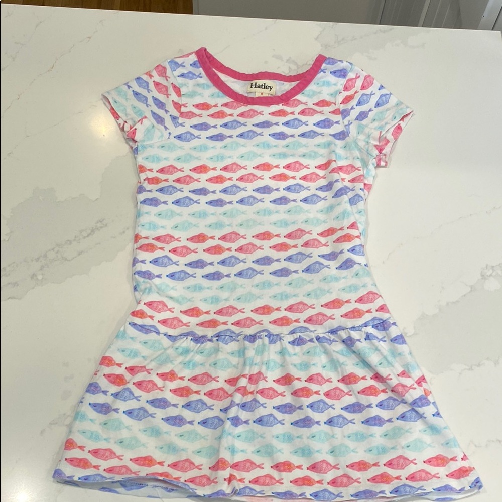 Hatley Kids Casual Fish Print Dress - Pink, Blue, White